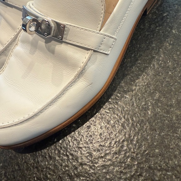 HERMES Destin White Loafers 37.5 - Picture 3 of 8